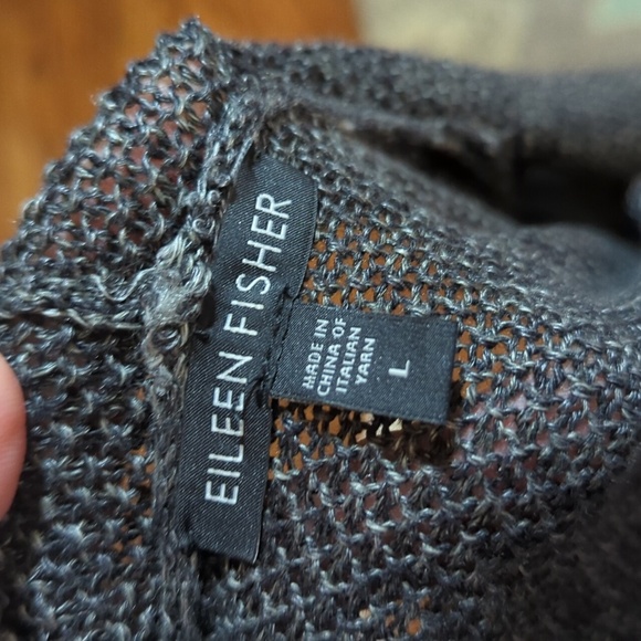 Eileen Fisher Gray 100% Linen Open Front Cardigan Sweater Fly Away Draped Sz L - Picture 8 of 12